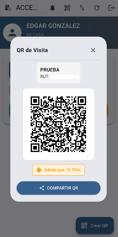 QR generado con opcion de compartir